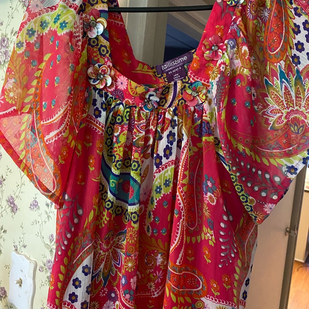 Beautiful Bright Pinks Pheasant-Style 14W Blouse and Cami